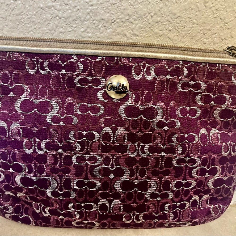 Coach Signature Metallic Purple Cosmetic Case